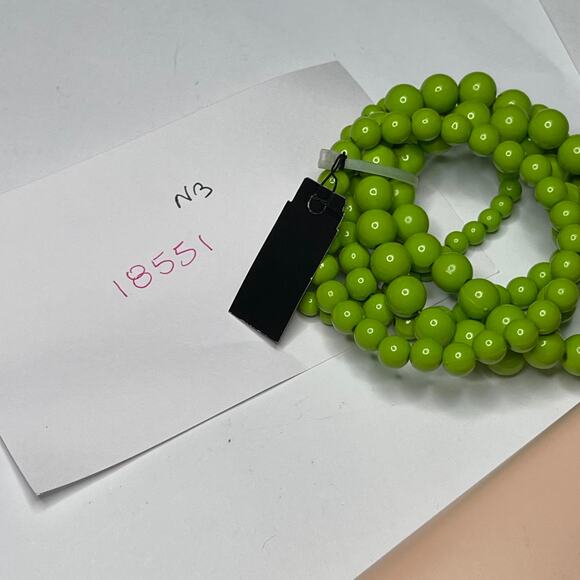 Set of 5 beaded stretch bracelets spring green graduated size beads beading - Picture 11 of 12